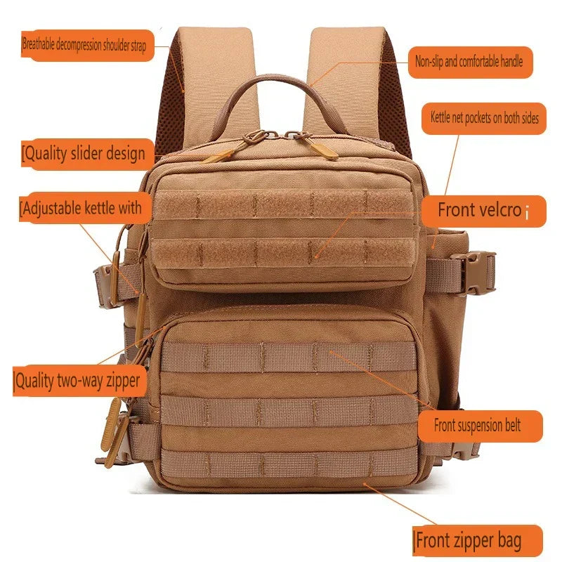 9L Tactical Sport Backpack Bug Out Bag Khaki